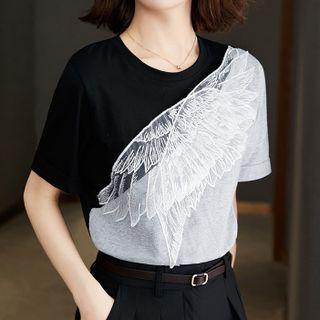 Short-sleeve Wings Embroidered T-shirt