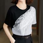 Short-sleeve Wings Embroidered T-shirt