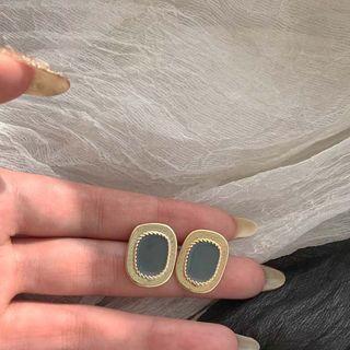 Retro Resin Earrings Stud Earring - 1 Pair - 925 Silver Stud - Gold - One Size