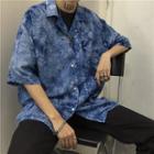 Front Pocket Tie-dyed Short-sleeve Casual Shirt