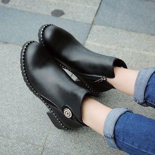 Low-heel Stitched Zip-side Ankle Boots