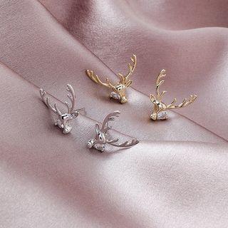 Rhinestone Alloy Deer Earring 1 Pair - Type A - Gold - One Size