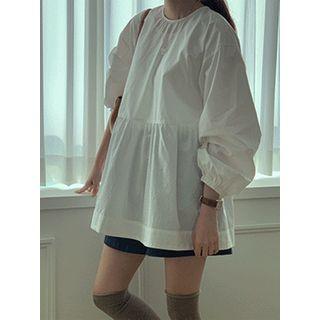 Slit-back Buttoned A-line Blouse