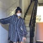 Striped Open Back Drawstring Shirt