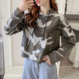 Long-sleeve Camo Hooded Pullover