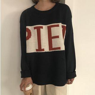 Lettering Sweater Sapphire Blue - One Size