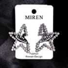 Non-matching Rhinestone Star & Planet Earring Silver - One Size