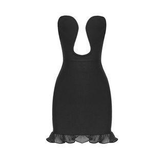 Strapless Ruffle Hem Bodycon Cocktail Dress