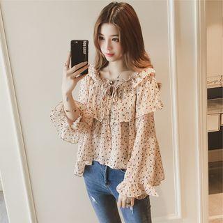Long Sleeve Off-shoulder Floral Top