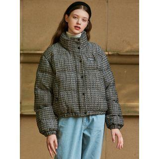 Stand-collar Tweed Padded Jacket Multicolor - One Size