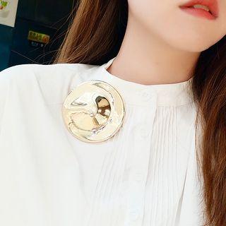 Polished Metal Disc Brooch