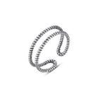 925 Sterling Silver Fashion Simple Geometric Adjustable Open Ring Silver - One Size