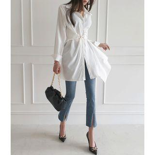 Buckled Banded-waist Shirtdress