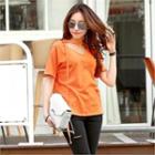 V-neck Buckled Strap-detail T-shirt