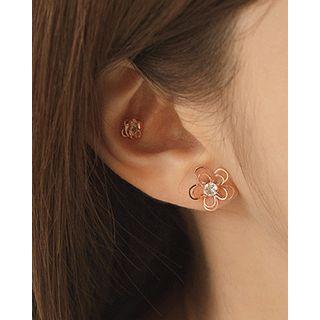 Various Ear Studs Set (12 Pcs) Pink - One Size