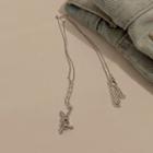 Rabbit Pendant Alloy Necklace 1 Pc - Silver - One Size
