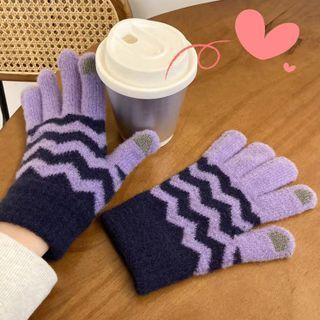 Zigzag Pattern Knit Gloves
