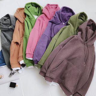 Fleece-lining Mock Two-piece Plain Hoodie