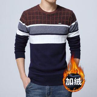 Fleece-lined Color-block Knit Top