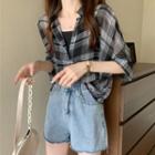 Batwing-sleeve V-neck Shirt