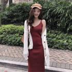 Sleeveless Knit Dress / Open Back Cardigan