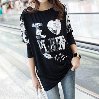 Sequined Print Long-sleeve Top