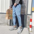 Cropped Embroidered Slim-fit Jeans