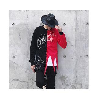 Couple Matching Color Panel Long Sleeve T-shirt