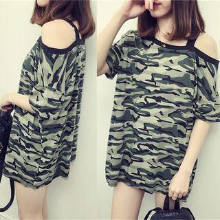 Camo Off Shoulder Tunic