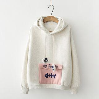 Hooded Panel Fleece-lining Pullover