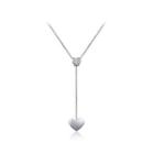 Fashion Simple Heart Tassel 316l Stainless Steel Necklace With Cubic Zircon Silver - One Size