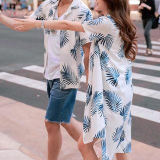 Couple Matching Printed Short-sleeve Shirt / Shirtdress