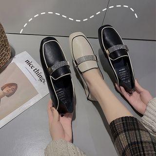 Embellished Faux Leather Slide Loafers