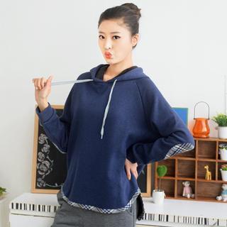 Elbow Patch Hooded Pullover