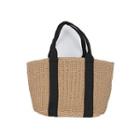 Contrast-handle Straw Tote
