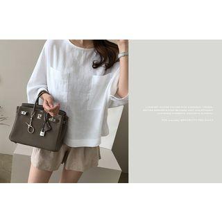 Pocket-detail Linen Top