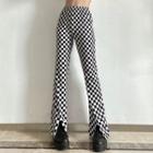 High-waist Plaid Bell-bottom Pants