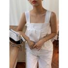 Knot-front Sleeveless Jumpsuit