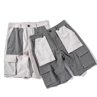 Contrast Color Cargo Shorts
