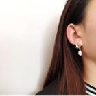 Faux Pearl Drop Earring 1 Pair - 925 Silver - Gold & White - One Size