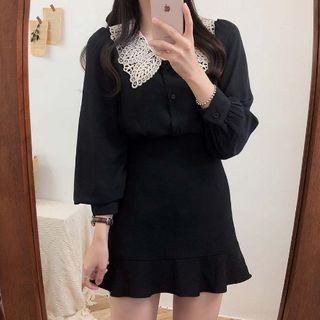 Long-sleeve Crochet Collar Blouse