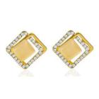 Rhinestone Ear Stud 3193 - 1 Pair - 06 - Square - Beige - One Size