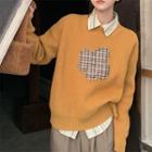 Floral Applique Ribbed Sweater Sweater - Yellow - One Size