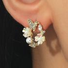 Butterfly Flower Rhinestone Faux Pearl Alloy Earring 1 Pair - 01 - Gold - One Size