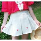 Heart Embroidered Pleated Skirt