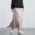 Slit-side Lace Panel Maxi Skirt
