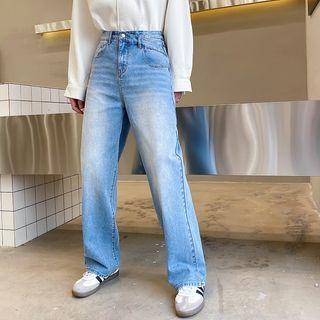 Mid Waist Asymmetrical Wide Leg Jeans