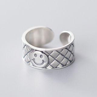 925 Sterling Silver Smiley Face Open Ring S925silver - Ring - One Size