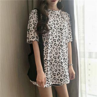 Leopard Print Short Sleeve Loose Top