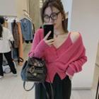 Mock Two-piece Tie-strap Knit Top